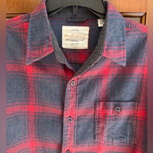 Weatherproof Vintage Men's Red and Grey Plaid Shirt